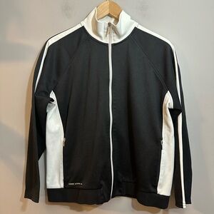 Ralph Lauren Active Jacket, Sweater Womens Sz M/L Black Full Zip White Stripe